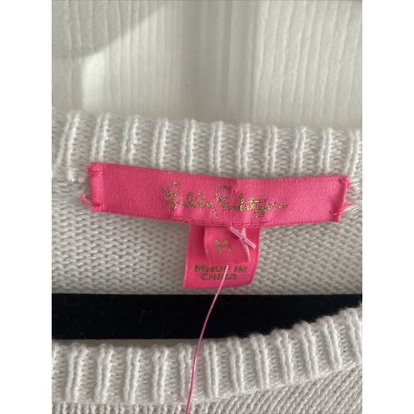 NEW Lilly Pulitzer Womens Medium Resort White Faira Sweater Pearl Knit Sleeve - Picture 4 of 9